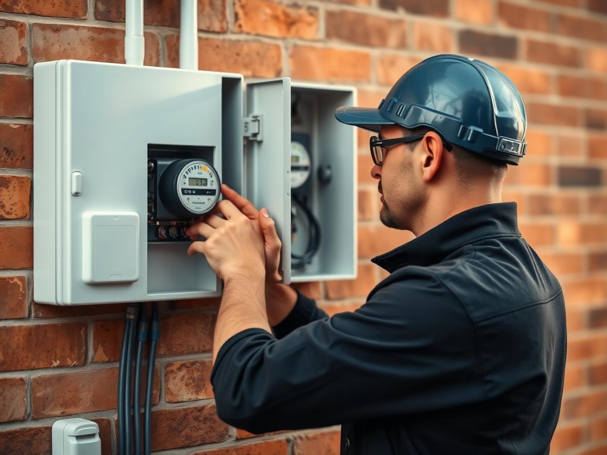 Gecertificeerde installateur plaatst een MID-meter in de meterkast naast een wandlader